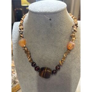 #34. Choker Tiger Eye Boho Necklace